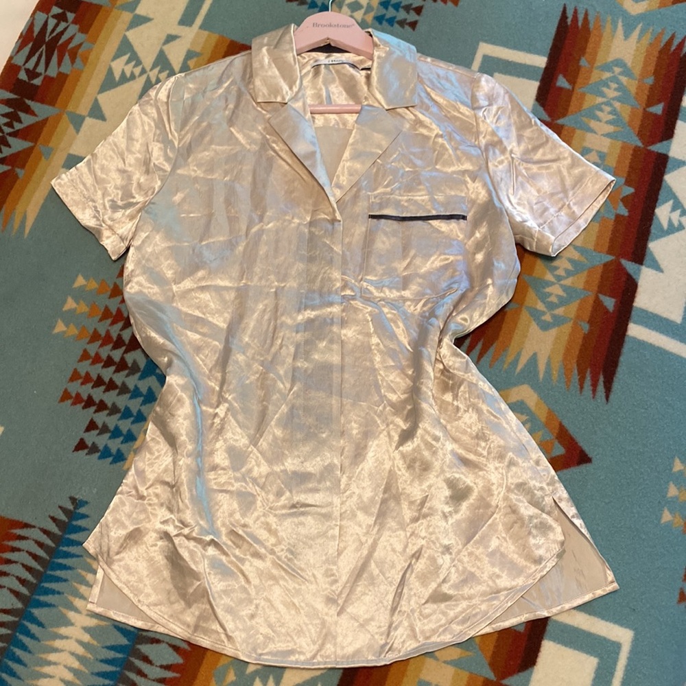 J Brand Kyra Pajama-Style Shirt | Blouse | Champagne